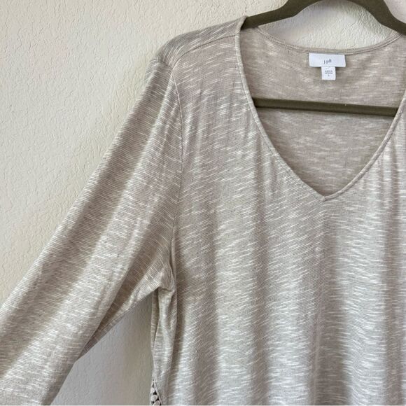 J. Jill Lagenlook Tunic Top Sz L Linen Cotton Blend Slub Knit V-Neck 3/4 Sleeve - Picture 2 of 6